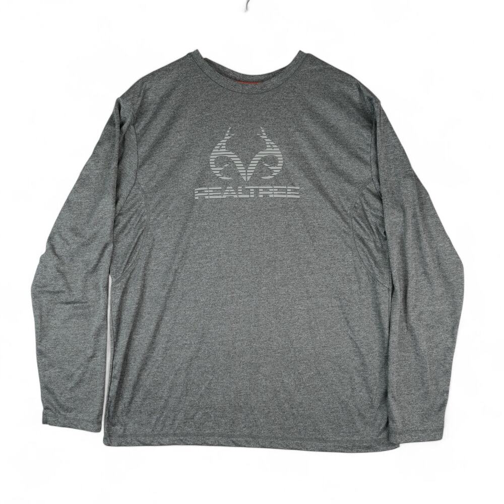 Realtree Shirt Mens 2XL Gray Heather Long Sleeve Performance Tee Outdoor Casual